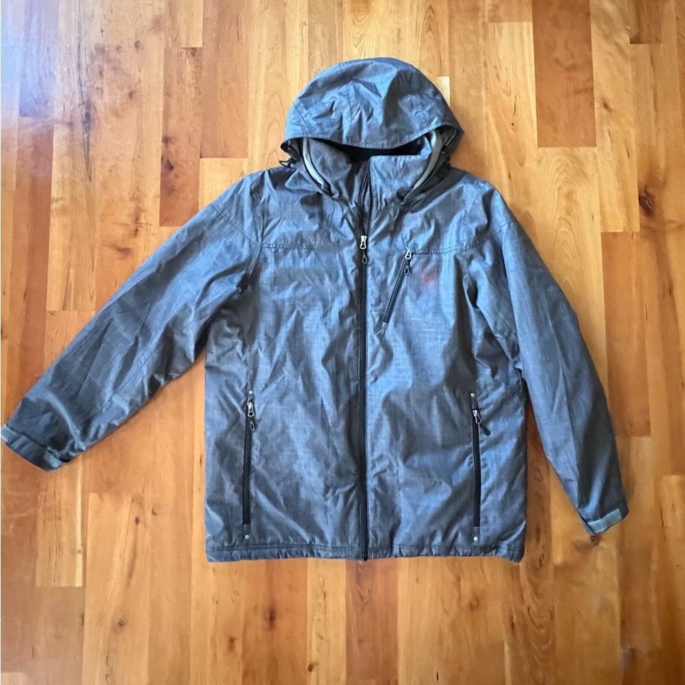 SPYDER Charcoal Hooded Jacket with Red Logo
